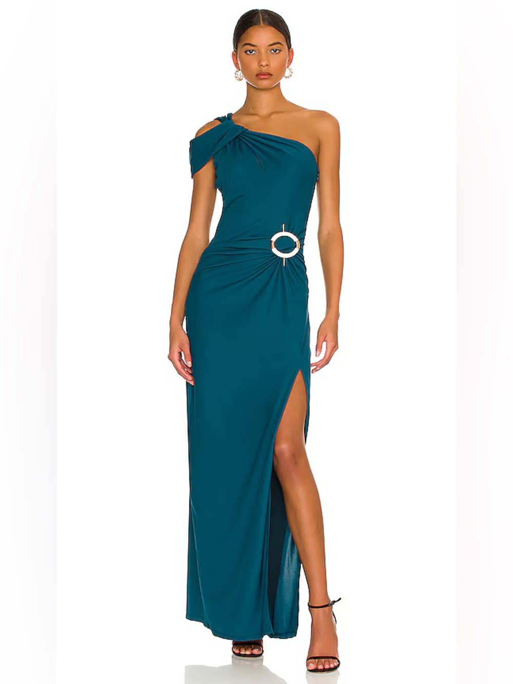 NEW! NICHOLAS Cory Asymmetric Twist Gown with Ring in Jade